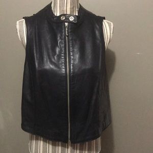 Vintage Emanuel Ungaro navy leather vest